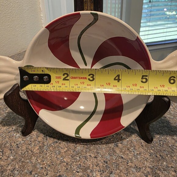 Longaberger Peppermint Twist Dip Bowl & Spreader Set‎ Christmas Candy Decor NIB - Picture 7 of 11